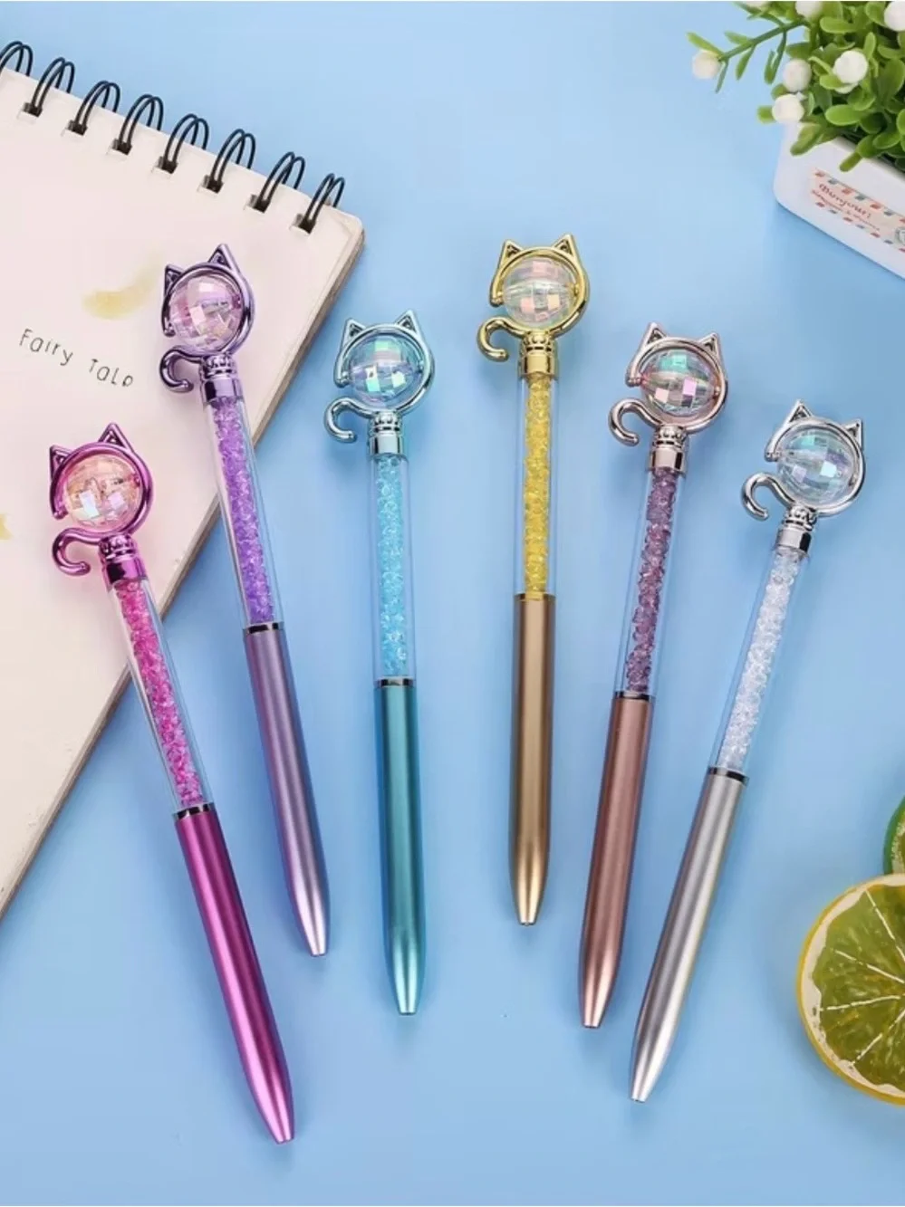 Colorful Rhinestone Cat Pens - Picture 3 of 7